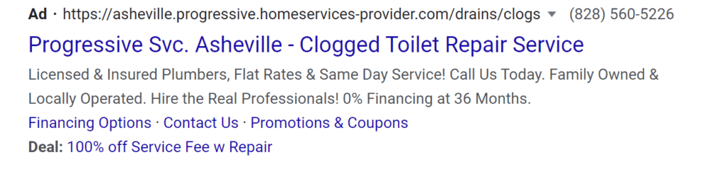 A paid ad on Google targeting a long-tail keyphrase